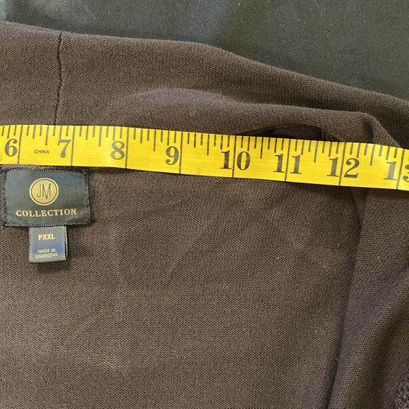 NWOT JM Collection Chocolate Brown, Wide Collar Drapes to Front. Size PXXL. - Picture 4 of 14